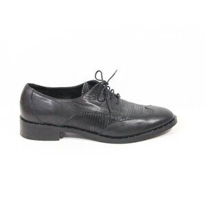 Women Black Leather Wingtip Oxford Eu 40 Classic Shoes Barbara Barbieri Italy